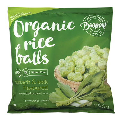 Extrudált rizsgolyó spen.-póréh. BIO 60g